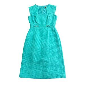 Tahari Arthur S. Levine Womens Sleeveless Sheath Dress Turquoise Size 2 Textured
